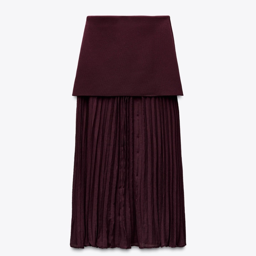 Zara Deep Burgundy A-Line Skirt